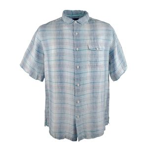 Tommy Bahama men's paradigm plaid linen camp shirt